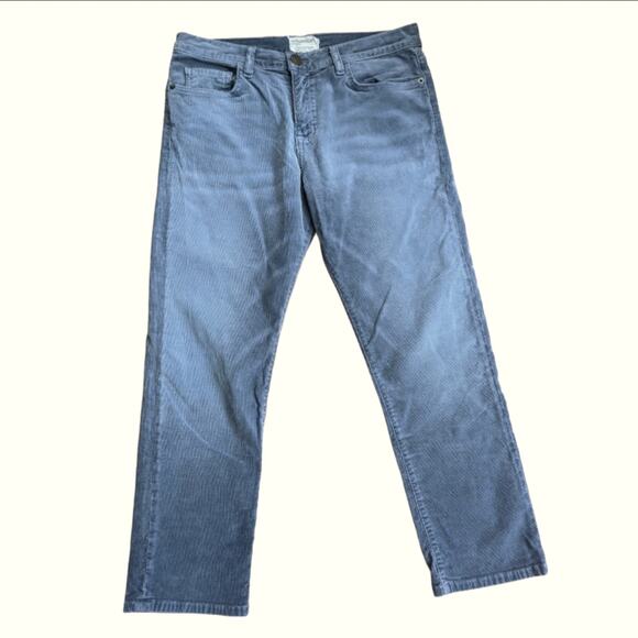 Current Elliot The Boyfriend Blue Corduroy Distressed Straight Leg Pants Size 27 - Picture 1 of 4